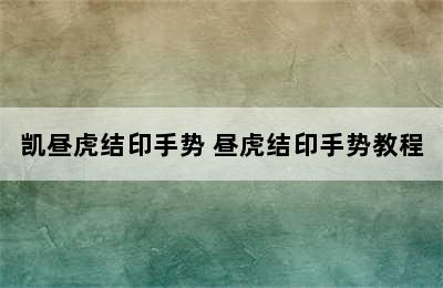 凯昼虎结印手势 昼虎结印手势教程